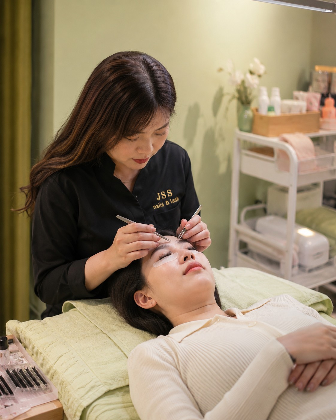 Lash extension service by JSS technician at JSS Nails & Lash